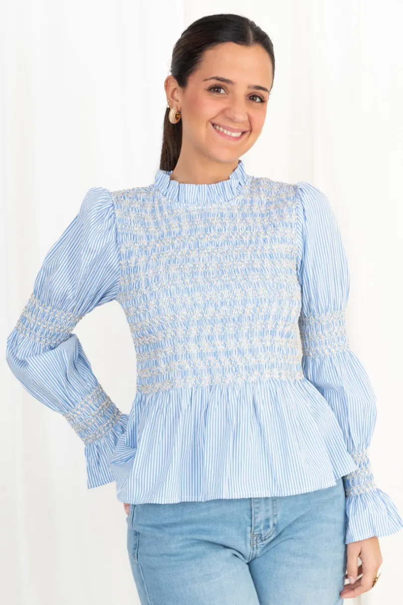 Blusa Rayas Nido de Abeja