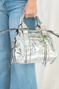 Bolso Biker Metalizado Mini