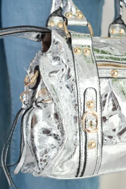 Bolso Biker Metalizado Mini