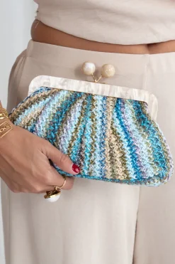 Cartera Clutch Raffia Colores