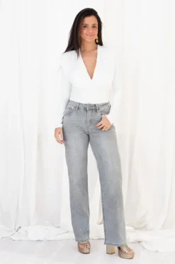Pantalón Jean Gris Pedrería