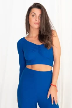 Top Asimétrico Lurex Fruncido