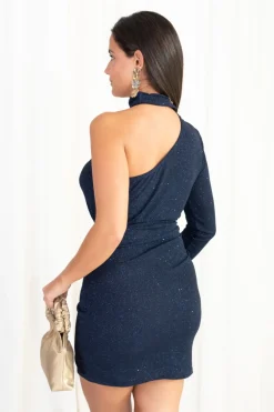 Vestido Asimétrico Choker Lurex