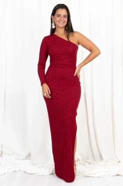 Vestido Largo Lurex Asimétrico