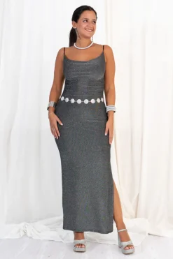 Vestido Maxi Lurex Drapeado