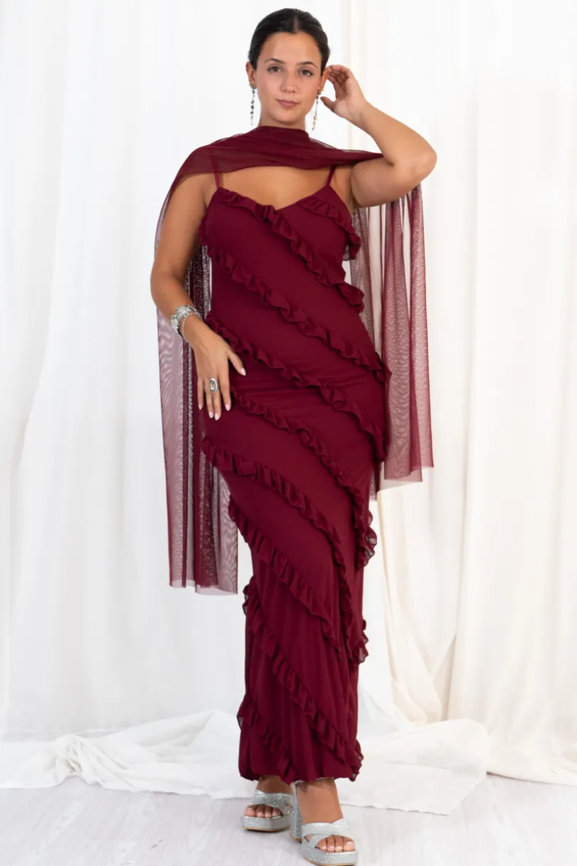 Vestido Maxi Tirantes Volantes
